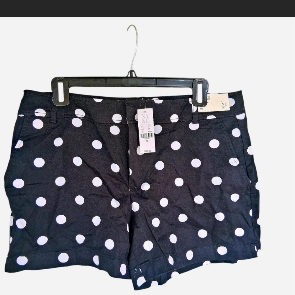New York & Company Black Polka Dot Women's Shorts